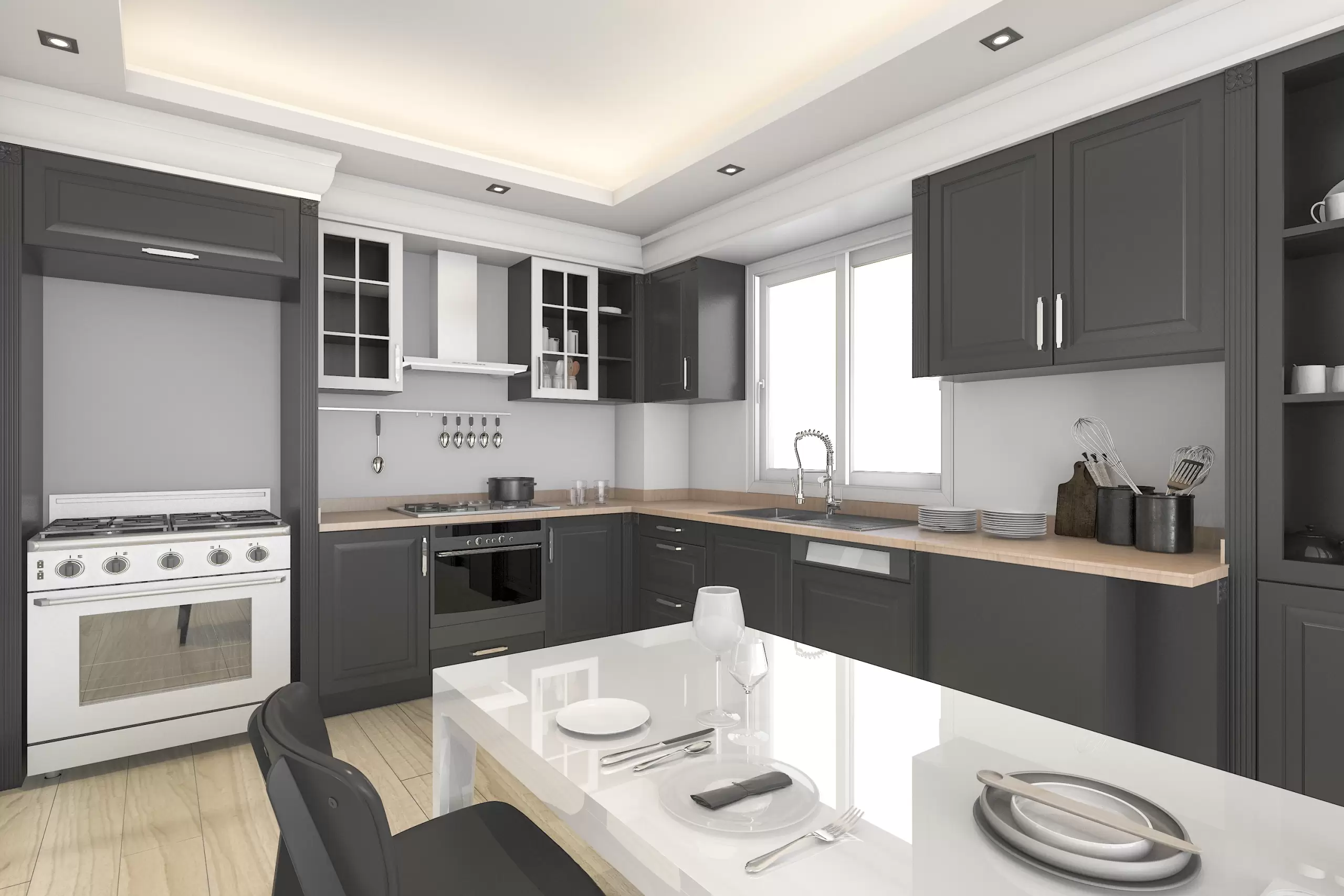 L Shape Modular Kitchen